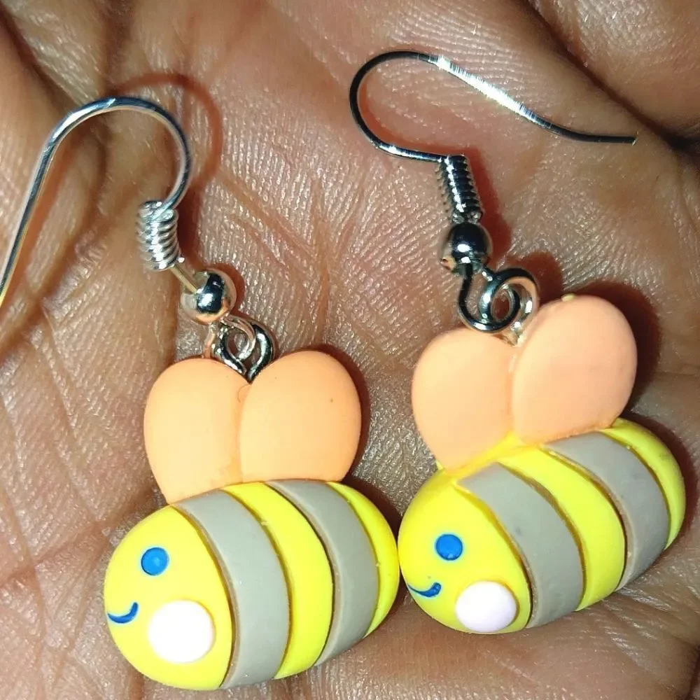 Yellow And Orange Super cute Festive BumbleBee Earrings